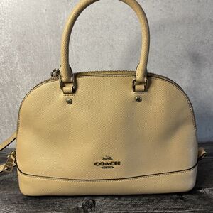 COACH Mini Sierra Satchel Crossgrain Leather Beige Crossbody Bag Preowned